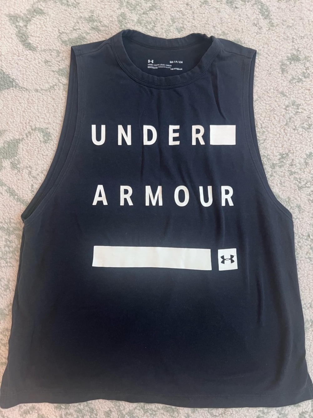 Under Armour Black Tank with White Logo Blocks